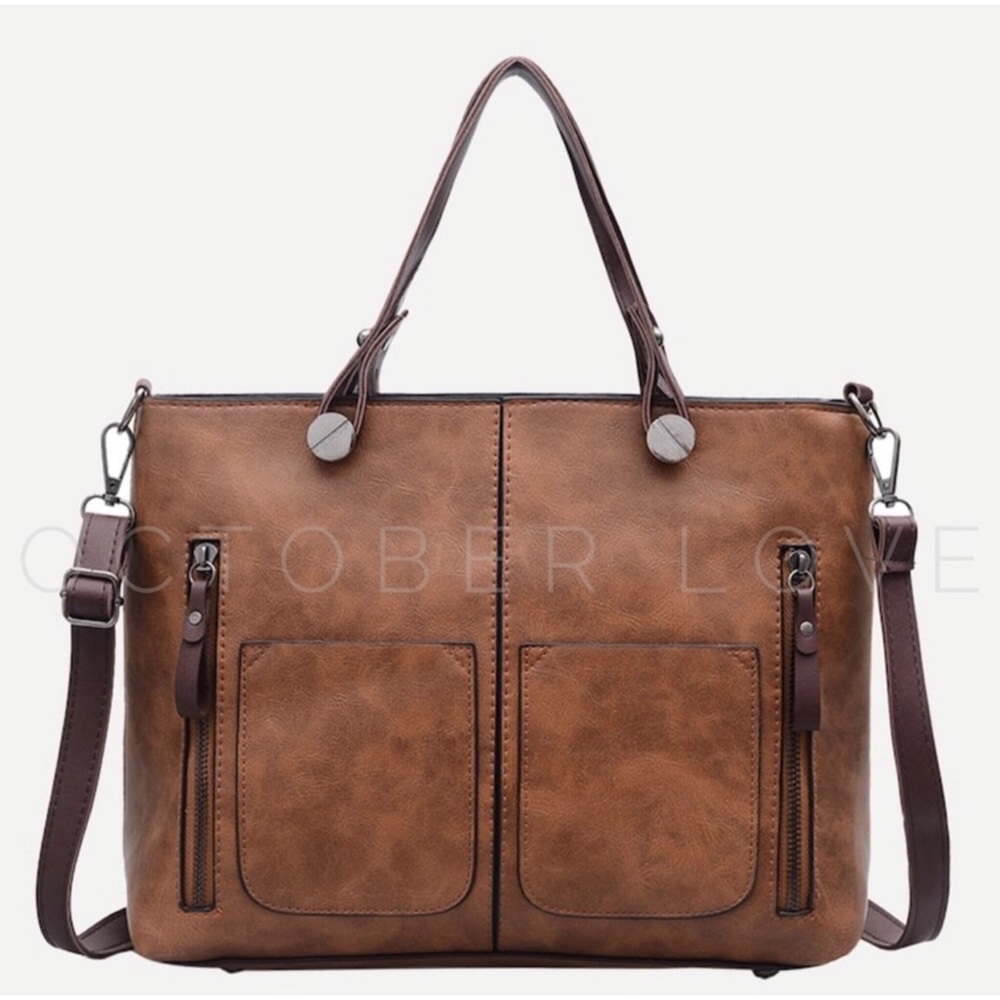 LAST ONE!! Brown Faux Leather Bag - Picture 1 of 9